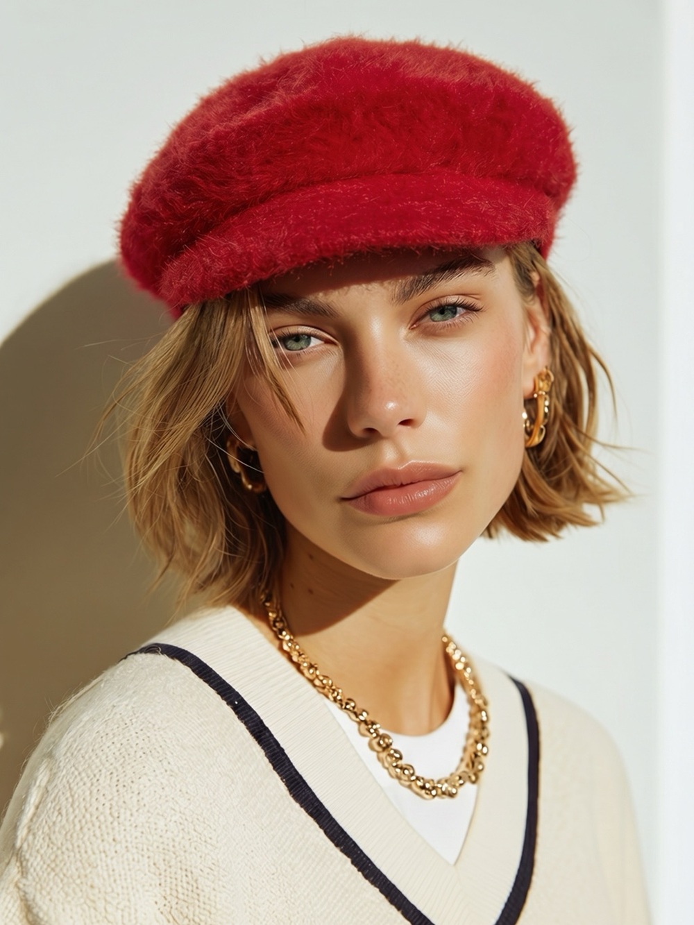 Angora Red Apple Hat